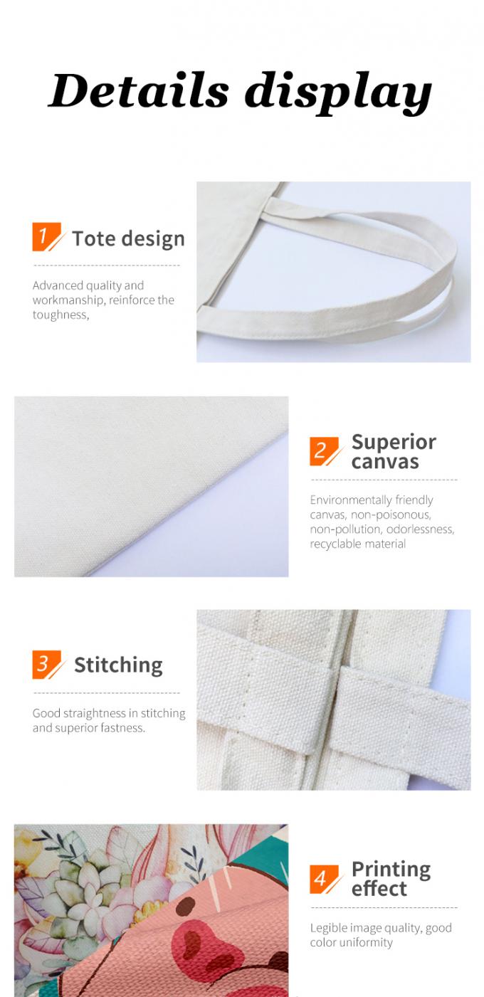 কাস্টম 6oz Calico কটন ফ্যাব্রিক ব্যাগ ইকো বন্ধুত্বপূর্ণ শপিং জন্য Tote 5