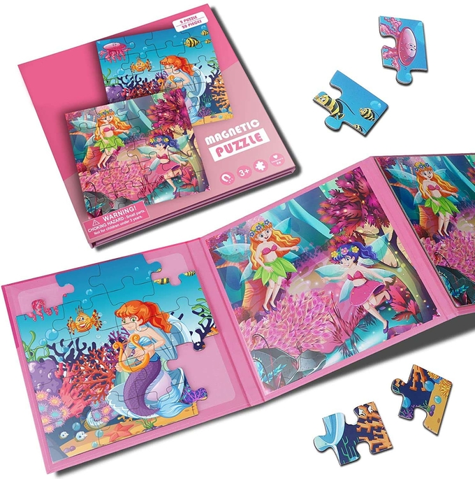 ভ্রমণ গেম জন্য মেরিন কাঠের চৌম্বকীয় Jigsaw পাজল 2