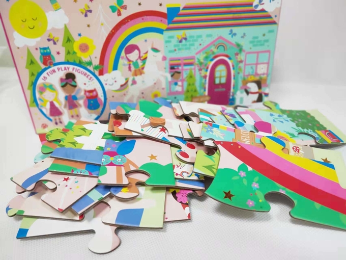 60pcs Rainbow Fairy কার্ডবোর্ড Jigsaw Puzzle বড় টুকরা Jigsaws সঙ্গে মজার পপ আউট খেলার চিত্র 1